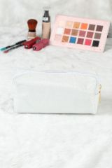 Beyaz Tasarım Simli Makyaj Çantası