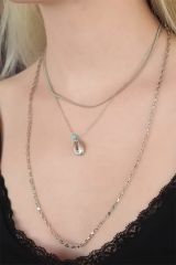 Midye Kabuklu Bayan Silver Renk Kolye