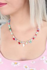 Renkli Boncuklu Bayan Kolye